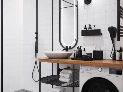 Toilet Black and White 3D Scenes 3D model