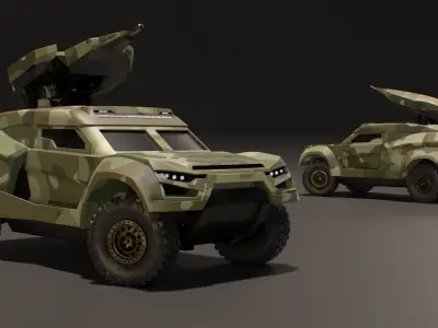  Military Interceptor Vehicle in Camouflage Rigged 