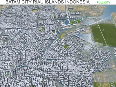 Batam City Riau Islands Indonesia 70km Low-poly 3D model