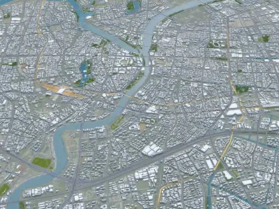 Ningbo Zhejiang China 150km AI Low-poly 3D model