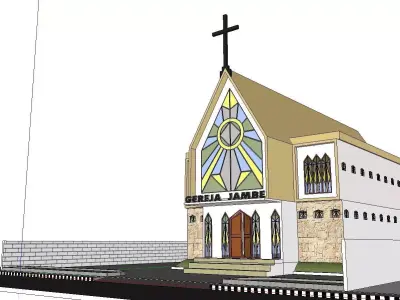 Architecture-Religion-God-Culture-Temple-0134 church with cross 3D model