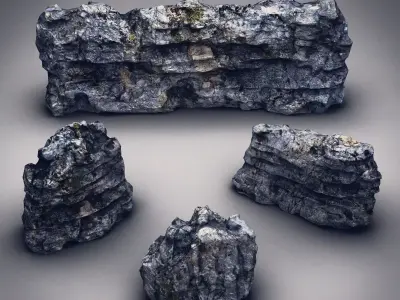 Rocks Stones set Low-poly 3D model buy