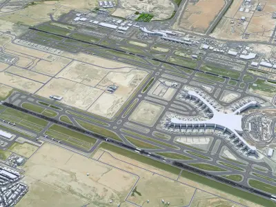 Abu Dhabi Airport 15km Low-poly 3D model