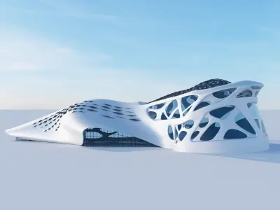 Futuristic building collection 4x 3 3D Model Pack