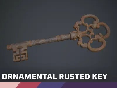 Ornamental Rusted Key Low-poly 3D model