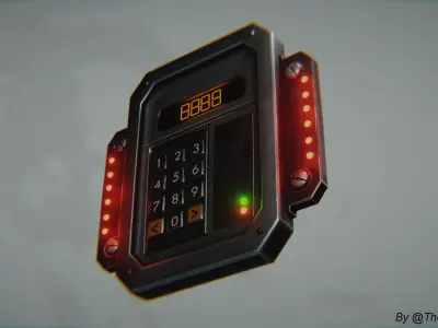 Sci-fi Security Keypad Low-poly 3D model