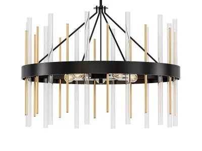Orrizo 6 modern chandelier with gold rods 3D model