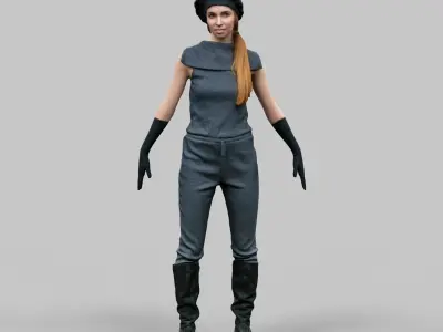 Futuristic girl Rigged Low-poly 3D model