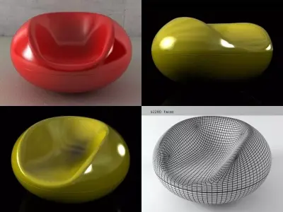 P C four different colored spheres 3D model