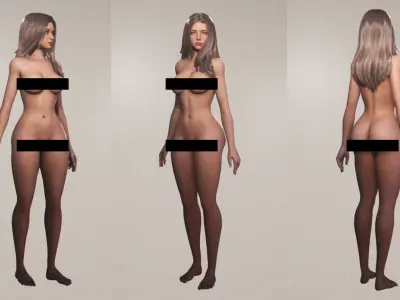 Nude Girl Celeste - Game Character for Unreal Unity Blender Low-poly 3D model