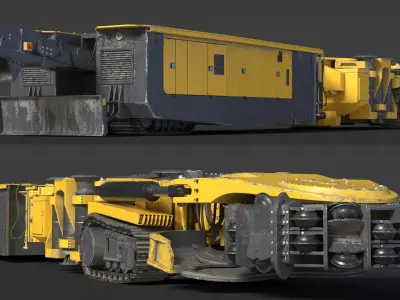  Mobile Tunnel Boring Machine Yellow Rigged for Maya 
