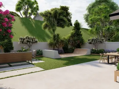 3D Exterior Scene 3D model design garden and landscape 3D model 3D model