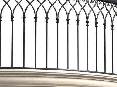 East Round balcony Forged Fence 3D model