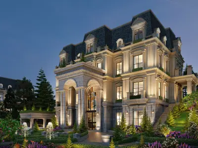 Luxury Neoclassical Villa - High-End French Mansion Exterior 3D model