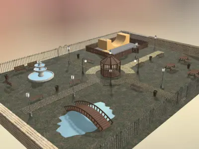 Small Park Low-poly 3D model