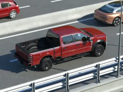 Red Heavy Duty Pickup Truck 3D model