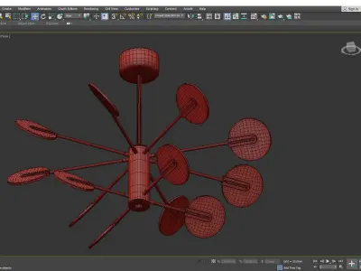 CONNECT modern chandelier in gold and brass Low-poly 3D model