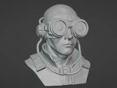 Cyberpunk Tactical Goggles Bust 3D print model