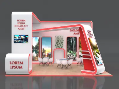 Booth Exhibition Stand Stall 6x7m Height 450 cm  Side Open 3D model