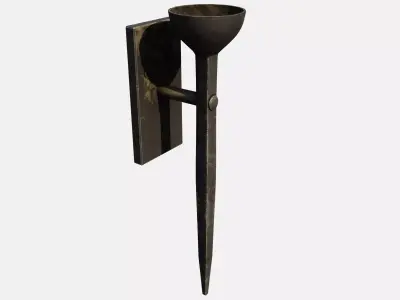 Medieval Torch Low-poly 3D model 18