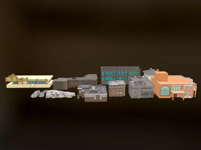 City and Towers Environment Bundle 3D model