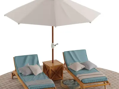 Beach lounge outdoor set 5 3D model