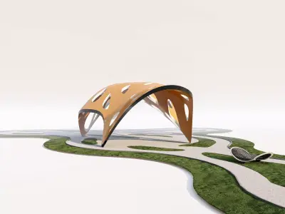 Modern Organic Lattice Structure Pavilion Low-poly 3D model