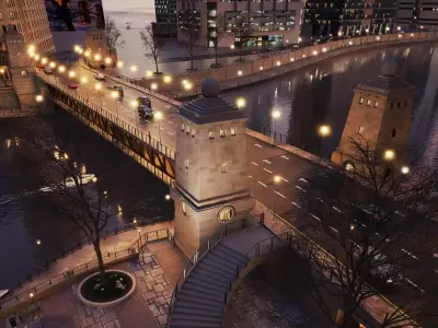 City Downtown Skyscraper 3D model Low-poly 3D model