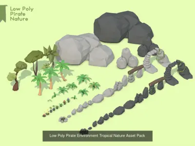 Low Poly Pirates Full Collection  3D Model Pack