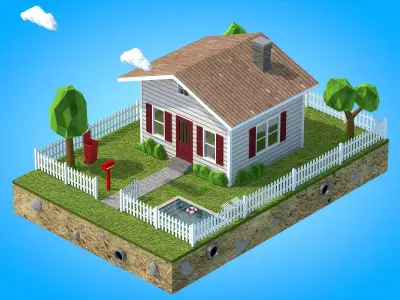Low Poly House V2 Low-poly 3D model