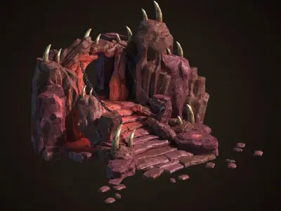 Skeleton Cave scene entrance to the cave rock 3D model