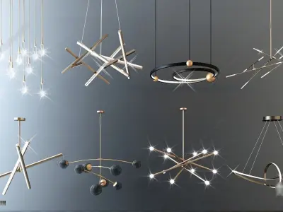 12 Ceiling Lights Collection - Sketchup 3D model
