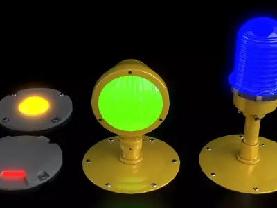 Airfield Lights Pack Modular Runway and Taxiway Lighting Low-poly 3D model