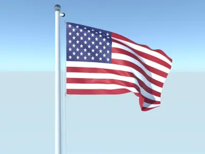 Animated Flag of United States Low-poly 3D model