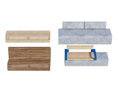 Linear benches 3D model