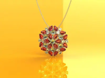 Pendant Fusion Flowers Full - Jewelry 3D - PG-03 3D print model