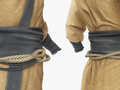  Eastern Peasant Robe with Rope Belt Brown 