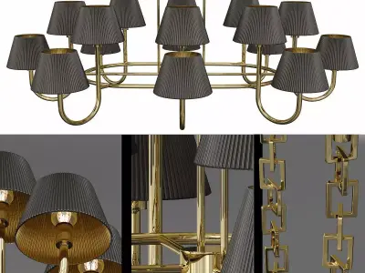 SPARROWS gold chandelier with shades 3D model