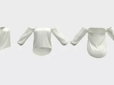 Off Shoulder Blouse Low-poly 3D model