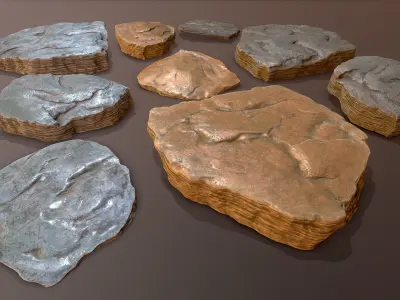 3D Shale Rock Plates - Game Ready Low-poly 3D model