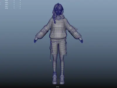 Fashion techwear young girl scifi future  Low-poly 3D model