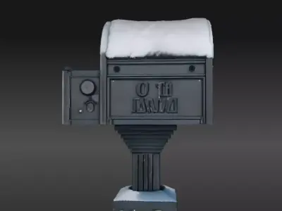Snowy Mailbox 3D Model Winter Street Christmas  Low-poly 3D model