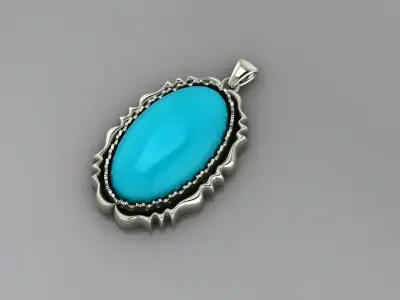 turquoise pendant 3D print model