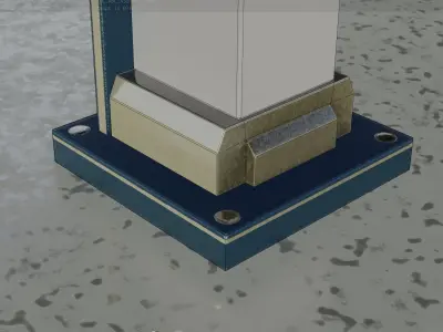 Street Light 8 Bollard 200mm Futuristic Blue Version 2 Low-poly 3D model