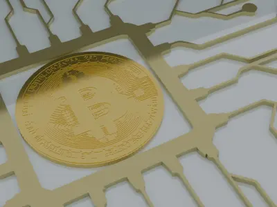 Bitcoin with modern 3D circuits 3D model