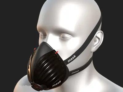 Gas mask protection futuristic technology armor develop  Low-poly 3D model