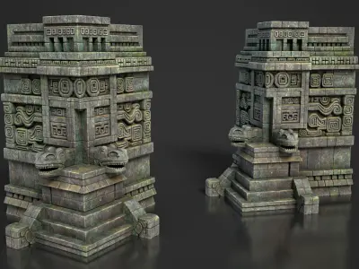 Mayan Temple Wall Modulars 01 250726 Low-poly 3D model