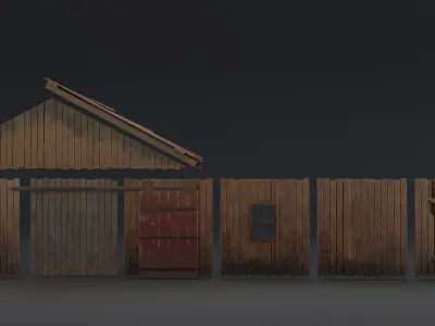 Modular Old House Low Poly 3D Model PBR Low-poly 3D model