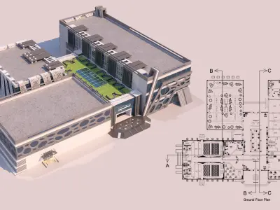 4 Projects - Art Center 2021 - 2Ds Plans - 3Ds Files 3D Model Pack