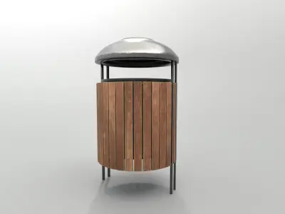 Modern Timber Street bin Vol 04 Game Ready PBR Low-poly 3Dmodel Low-poly 3D model